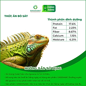 Thức ăn bò sát Iguana Trưởng Thành GREENABC dùng cho Iguana từ 1m trở lên giúp gai bung, gù cao, dáng đẹp, lên màu tươi - Hộp 230g
