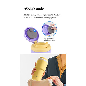 Bình giữ nhiệt LocknLock Daily Macaron LHC3292 - Nắp mở một chạm - Dung tích 480ML