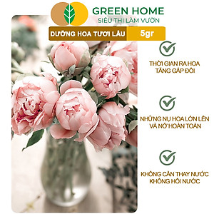 Dưỡng Hoa Tươi Lâu Greenhome, Longlife, Phân Bón Cho Hoa Cắt Cành, Gói 5gr, Lâu Tàn, Nở Bông To, Không Bị Hôi Nước