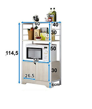 Kệ lò vi sóng đa năng KT02 để được nồi chiên và lò nướng loại khung thép sơn tĩnh điện chống bong tróc, mặt gỗ lõi xanh phủ melamine chống nước