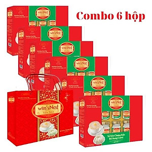 (Thùng 06 hộp) Yến Sào win'sNest Tổ Yến Chưng Sẵn 20% Bổ Sung Canxi (6 Lọ/Hộp) kèm túi