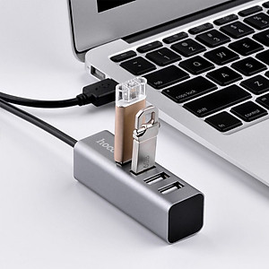 Củ Sạc Điện Thoại Hoco HB1 4 Cổng USB + Tặng Kèm 1 Cáp Sạc IPhone - Hàng Chính Hãng