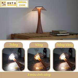 Đèn Led Để Bàn Quầy Bar Nhà Hàng Huta ET1 Cảm Ứng Tích Điện Pin Sạc Điều Chỉnh Độ Sáng, 3 Màu Sắc Ánh Sáng, Decor Trang Trí Quán Cà Phê, Lounge