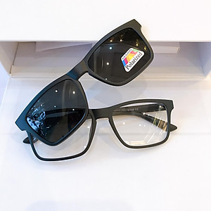 Bộ Kính cận râm 5 tròng râm đa năng Mắt vuông Hàn Quốc 