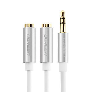 Dây cáp Audio 3.5mm đực chia 2 cổng 3.5mm cái (2 tai nghe) đầu nhôm dài 20cm AV123 10780 - Hàng chính hãng