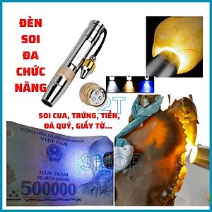 Đèn soi, rọi tiền, đá ,  cua gạch với ánh sáng mạnh, 3 màu tiện dụng kèm theo bộ sạc