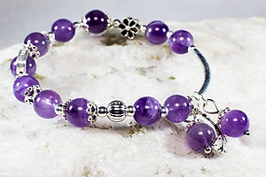 Vong Tay Phong Thủy Thạch Anh Tím Thiên Nhiên Mix Bạc 925 Cho Mạng Kim Thủy, Món Qùa Trang Sức  Phong Thủy May Mắn Ý Nghĩa  VT016