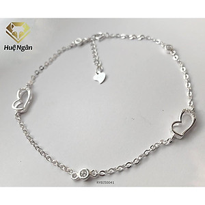 Lắc chân bạc Ý 925 Huệ Ngân - Tim xinh đính đá RYBJ50041