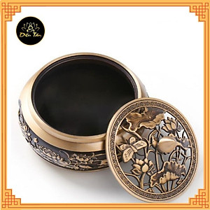 Lư xông trầm khắc Sen tặng combo nhang vòng/ trầm nụ