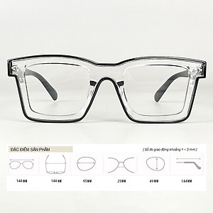 Mắt Kính Gọng Vuông, Gọng Kính Vuông To Nam Nữ, Viền Đen, Trong Suốt, Chống Ánh Sáng Xanh, Làm Mắt Cận Được - BLUE LIGHT