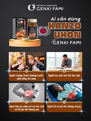Viên Uống Bổ Gan Kanzo Ukon Genki Fami Nhật Bản, Hỗ Trợ Giải Độc, Tăng Cường Chức Năng Gan (90 viên/30 ngày)