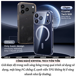 ốp lưng chống sốc sạc từ tính nam châm màng bảo vệ viền camera trong suốt cho iPhone 17 Pro Max / 17 Air / iP 17 Pro / 17 hiệu Likgus Lin Camshield Magnetic N52 - Chống sốc 2m, túi khí ẩn 4 góc, chống va đập, độ trong full HD - Hàng nhập khẩu