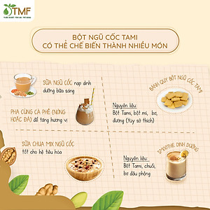 Bột ngũ cốc nảy mầm Tami ít ngọt 900g hộp 50 gói TÂM MINH FOODS
