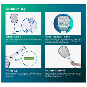 Vợt Muỗi Thông Minh Rạng Đông RD.02 2 Trong 1 Tích Hợp Đèn Pin và Vợt Bắt Muỗi - Hàng Chính Hãng