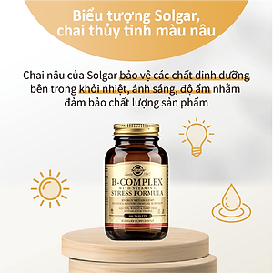 NHẬP KHẨU USA CHÍNH HÃNG - Viên uống tăng cường sức khỏe, giảm căng thẳng Solgar® B-Complex và Vitamin C Stress Formula 