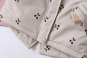 Áo khoác cho bé gái 4-14 tuổi hình quả chery bên trong lót lông ấm áp