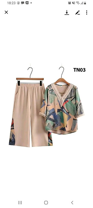 Đồ bộ trung niên cho bà cho mẹ, chất liệu Lụa Hàn mát, thấm hút mồ hôi, đồ bộ nữ kiểu set đi chơi , bộ đồ trung niên, Nesa Shop