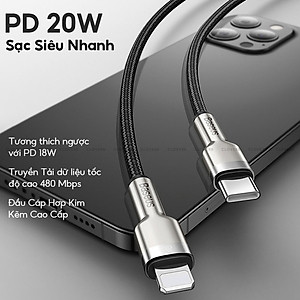 Cáp sạc nhanh PD20W truyền dữ liệu Baseus Metal Data Type-C sang iPhone ( 2 size ) - Hàng chính hãng