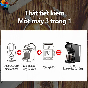 Máy pha cà phê viên nén Stelang ST504 3 trong 1, dùng được cà phê bột và Dolce Gusto, Nespresso, áp suất 19 bar hàng chính hãng