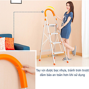 Thang ghế tay vịn gia đình xếp gọn, bậc thang to kèm tay vịn đảm bảo an toàn -Hàng chính hãng NIKITA