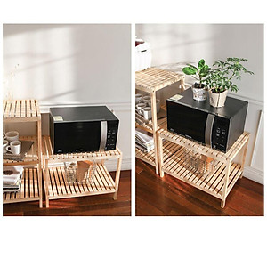Kệ Để Lò Vi Sóng 2 Tầng Morning House Dài 60cm x Cao 46cm- Gỗ Cao Su Chắc Chắn Chịu Lực 30kg
