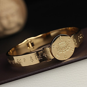 VÒNG TAY TITAN KHẮC HOA SEN VÀ CHÚ LĂNG NGHIÊM MẪU MỚI