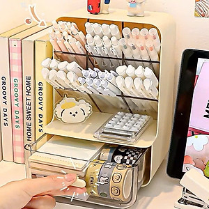 Tủ Kệ Đựng Bút 4 Tầng 8 Ngăn, Kệ Bút Văn Phòng Phẩm Cao Cấp Nhựa Trong Suốt - HÀNG CHÍNH HÃNG MINIIN