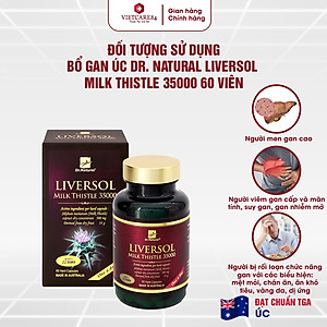 Viên uống bổ gan nhập khẩu chính hãng Úc LIVERSOL MILK THISTLE (60 viên) giúp bổ gan, hỗ trợ tăng cường chức năng gan, thải độc gan, bảo vệ tế bào gan khỏi các thương tổn do rượu, bia và các thuốc có hại cho gan