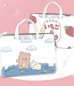 Túi xách da chống sốc laptop máy tính , túi công sở nữ cặp đựng laptop cute dễ thương