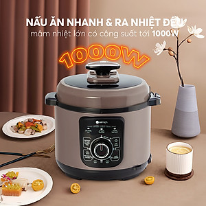Nồi áp suất cơ Elmich 5L PCE-8792, công suất lớn 1000W, dung tích 5L, tuyệt đối an toàn với van xả tự động được thiết kế trên nắp nồi, bảo hành 24 tháng, đổi trả 12 tháng - Hàng chính hãng