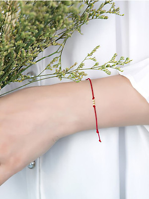 Vòng Chỉ May Mắn Đính Bi Vàng 14K - MOON Jewelry