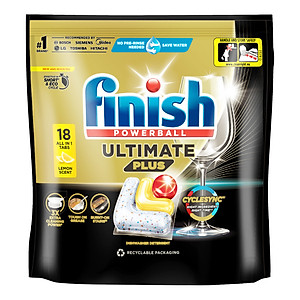 [Mới] Viên rửa chén bát hương chanh Finish Ultimate Plus All in one túi 18 viên - dòng siêu cao cấp