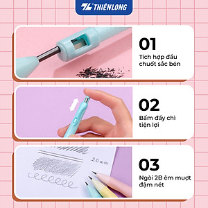 Bút chì bấm Thiên Long PC-032 - Tích hợp chuốt chì trên thân bút - Màu thân ngẫu nhiên