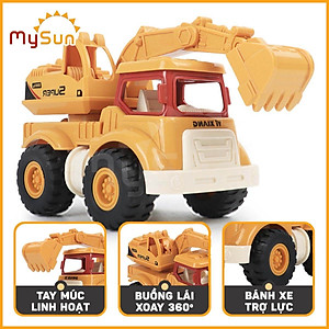 Bộ xe ô tô công trình đồ chơi cho bé - xe cần cẩu, xe ben chở cát, ô tô máy múc, xe bồn trộn bê tông