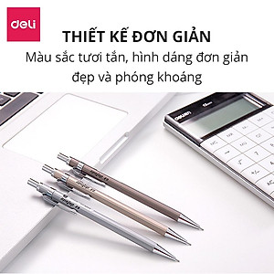 Bút Chì Kim Bấm Thân Kim Loại Ngòi 0.5mm Kèm Đầu Tẩy Học Sinh Deli - Phù Hợp Cho Văn Phòng, Nhà Trường, Vẽ Kĩ Thuật