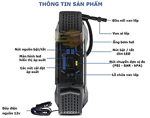 Máy bơm lốp đa năng kỹ thuật số tự ngắt piston đôi 12v Michelin 12314