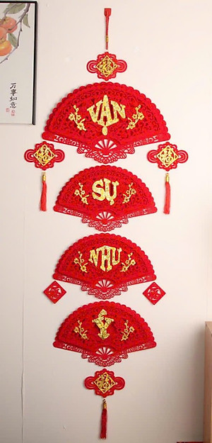 Dây Liễn Treo Tết Hình Quạt Đỏ – Bộ Chữ Vạn Sự Như Ý / Chúc Mừng Năm Mới – Trang Trí Tết 2026, Decor Nhà Cửa, Cửa Ra Vào - HÀNG CHÍNH HÃNG MINIIN
