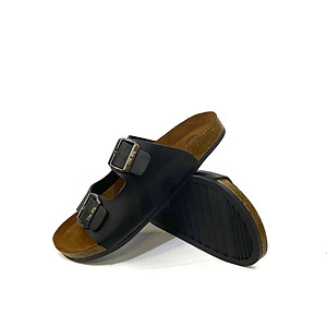 Dép Đế Trấu Quai Ngang Nam 2 Khóa The BiLy Da PU Đen - BL01T