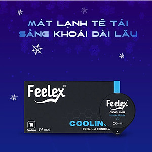 Bao cao su Feelex Cooling siêu mỏng, mát lạnh, cảm giác chân thật, hộp 10 bcs