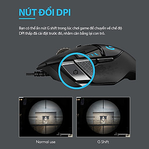 Chuột game hiệu suất cao Logitech G502 Hero RGB Lightsync - Hàng chính hãng
