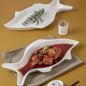Đĩa cá hai vây sứ cao cấp Long Phương - Đĩa đựng đồ ăn hình cá