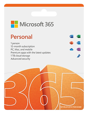 Phần mềm Microsoft 365 Personal  | 12 tháng | Dành cho 1 người | 5 thiết bị/tài khoản | Word, Excel, PowerPoint | 1TB OneDrive