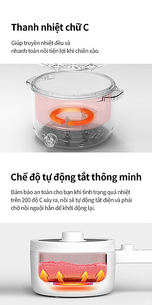 Nồi điện đa năng Locknlock Electric multi pot EJP436IVY 220V, 50Hz, 600W, 1.5L- Màu ngà - Hàng chính hãng