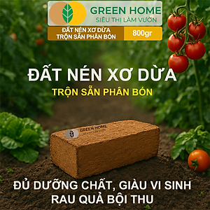 Đất Trồng Cây GreenHome, Viên Nén 800gr, Trộn Sẵn Phân Bón, Nở Gấp 5 Lần, Trồng Rau Hoa Cây Kiểng