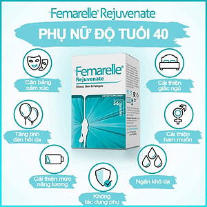 Femarelle Rejuvenate-Thực phẩm bảo vệ sức khỏe dành cho PN giai đoạn tiền mãn kinh: Cải thiện cảm xúc, giấc ngủ, giảm mệt mỏi, giúp tóc khỏe, tăng độ đàn hồi cho da...