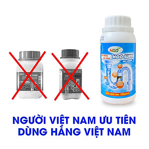 Bột thông cống cực mạnh HGO SUPER bột thông bồn cầu, bồn rửa bát, đường ống, chai 250gram