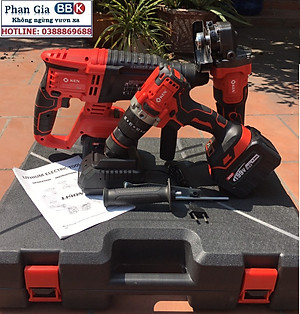 Bộ Combo 3 Máy Gồm Máy Khoan Đục Bê Tông, Máy Khoan Pin Và Máy Mài Cầm Tay Dùng Pin 199V, 2 Pin 15 Cell - Động Cơ Không Chổi Than (Bảo Hành 12 Tháng)