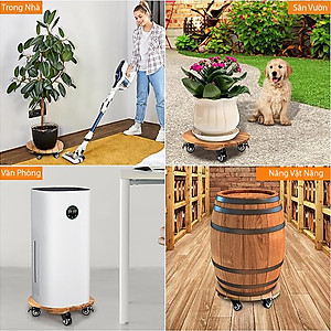 Đế Kê Chậu Cây Có Bánh Xe ANKAN, R30cm Làm Giá Đỡ Kệ Hoa Cây Cảnh, Màu Vàng Nắng, Chịu Tải 150Kg