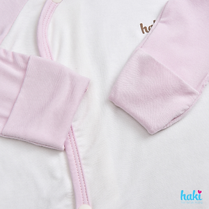 Bộ quần áo sơ sinh cài chéo, tay raglan phối màu vải Bamboo cao cấp Haki BB036, set dài tay cho bé trai bé gái từ 2,5 - 8kg, bộ sơ sinh sợi tre cho bé hàng chính hãng HAKI