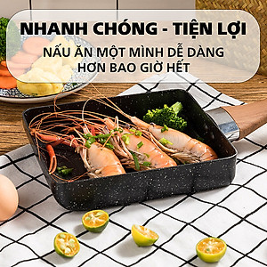 Chảo Vuông Chảo Đá Chống Dính Làm Bánh Chống Dính Vân Đá Dùng Được Trên Mọi Loại Bếp Chảo Đúc Bằng Đá Ceramic
